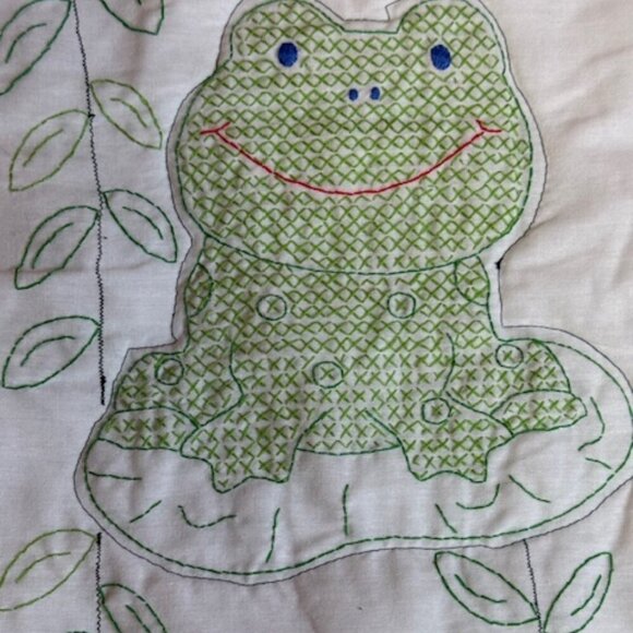 Homemae Baby Blanket Cross Stitch Elephant Giraffe Monkey Lion Frog 40"x61" - Picture 9 of 11